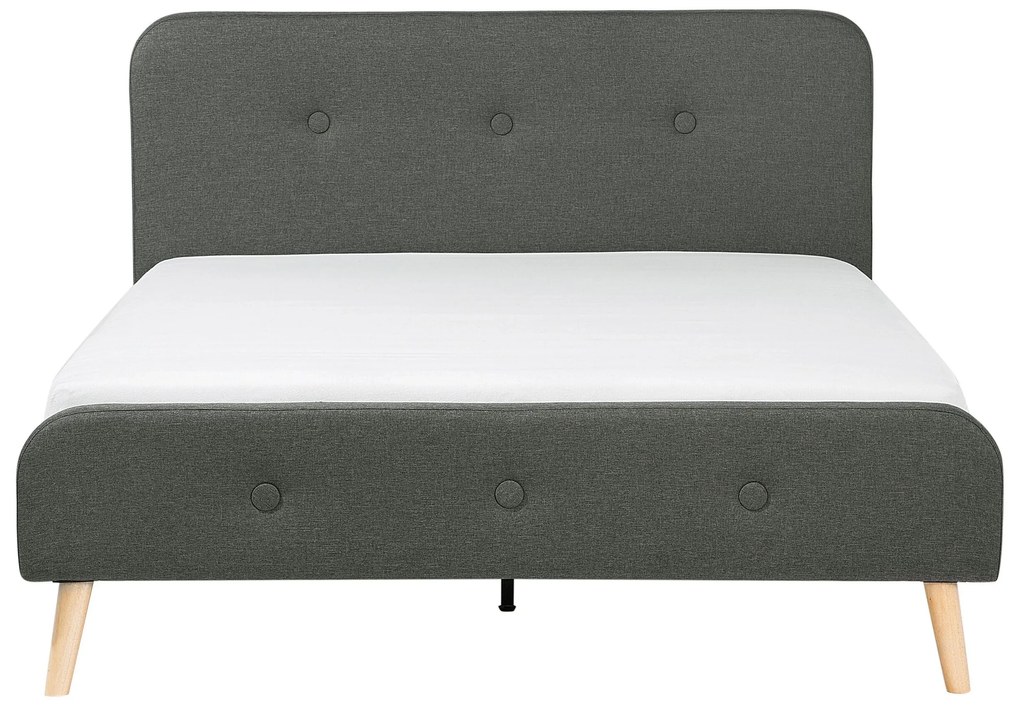 Sivá čalúnená posteľ 140 x 200 cm RENNES Beliani