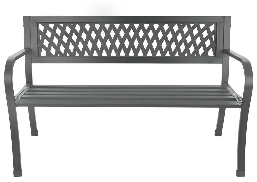 LONGWELL INDUSTRIAL LTD Záhradná lavička s operadlom, parková lavička, kovová konštrukcia - grafit