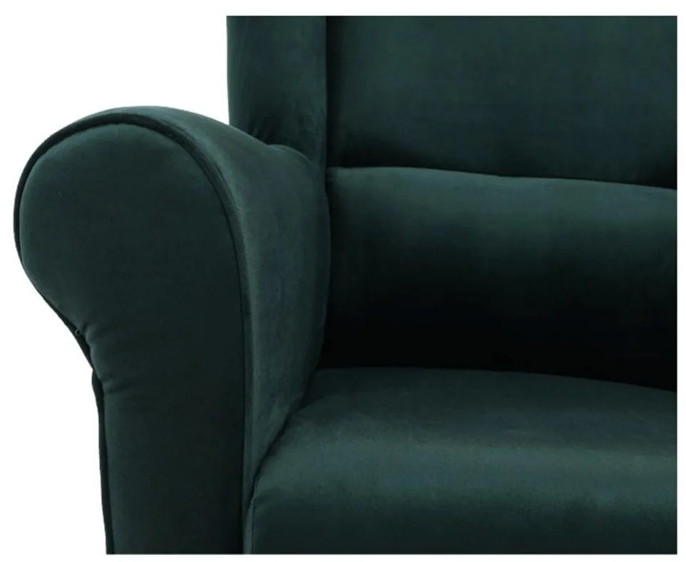 Tempo Kondela Kreslo ušiak s taburetom látka smaragdová, ASTRID