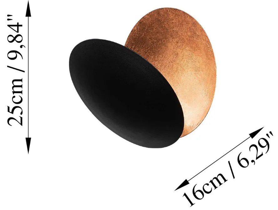 Nástenné LED svietidlo Yosma čierne/medené