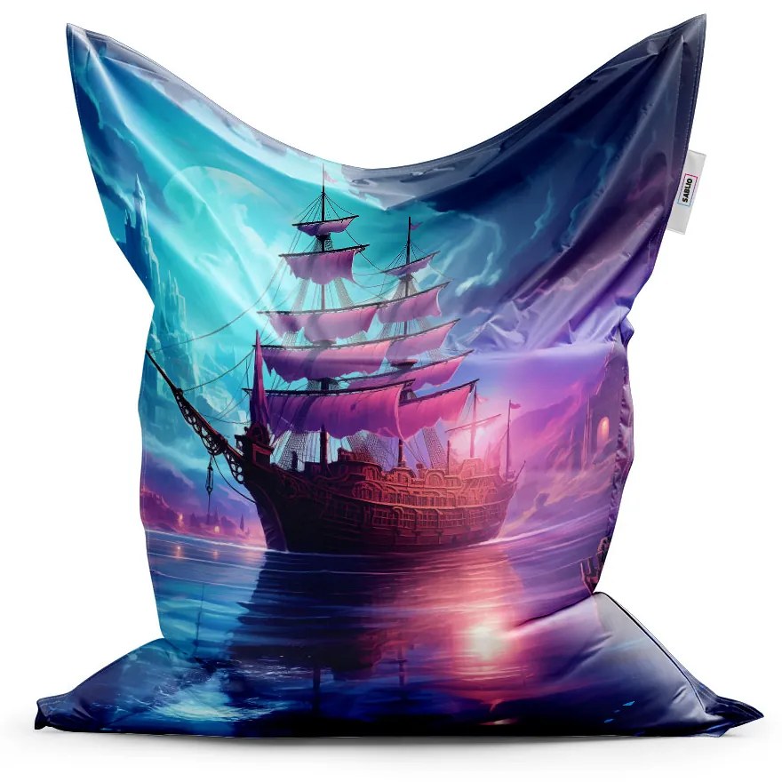 Sablio Sedací vak Magická plachetnica pod mesiacom - 200x140 cm