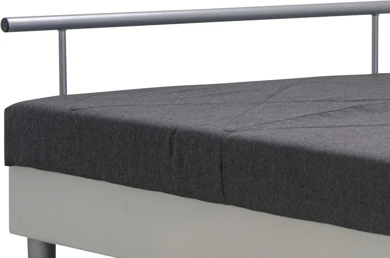 Posteľ Edith 140x200 cm, biela ekokoža/tmavo šedá látka