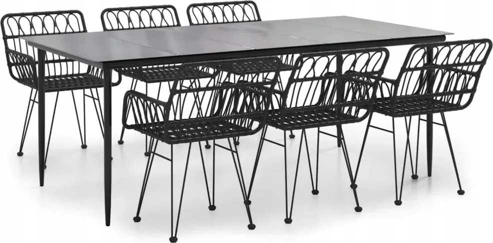 vidaXL 7-dielna sada záhradného nábytku, čierna, polyratan