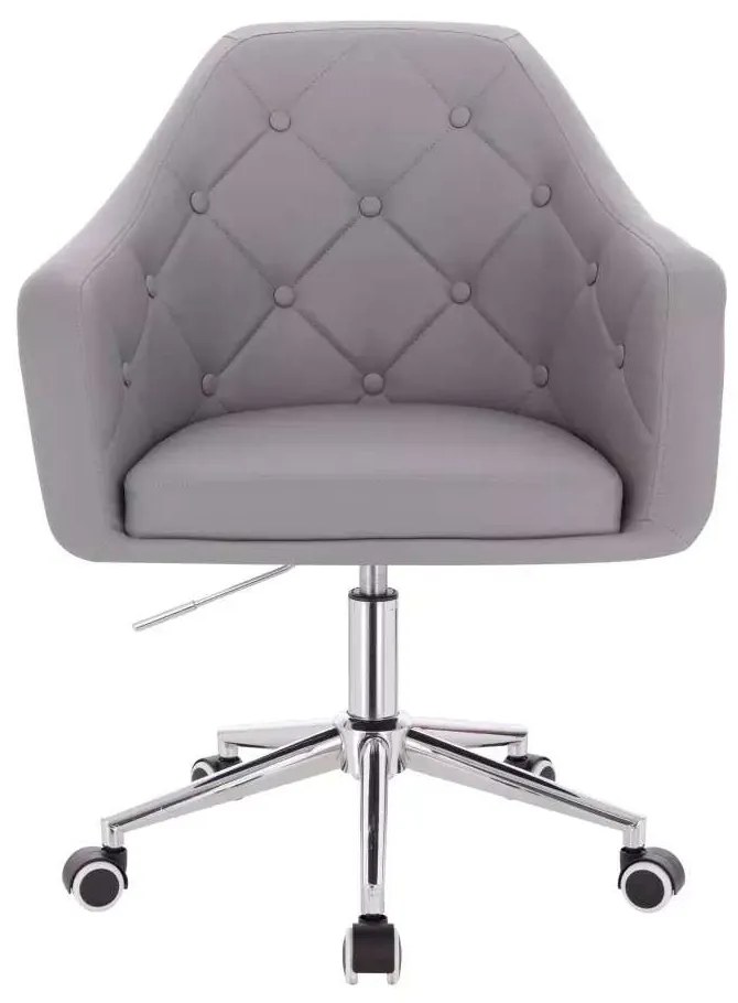 LuxuryForm DESIGN Kreslo ANDORA na strieborné podstave s kolieskami - šedé