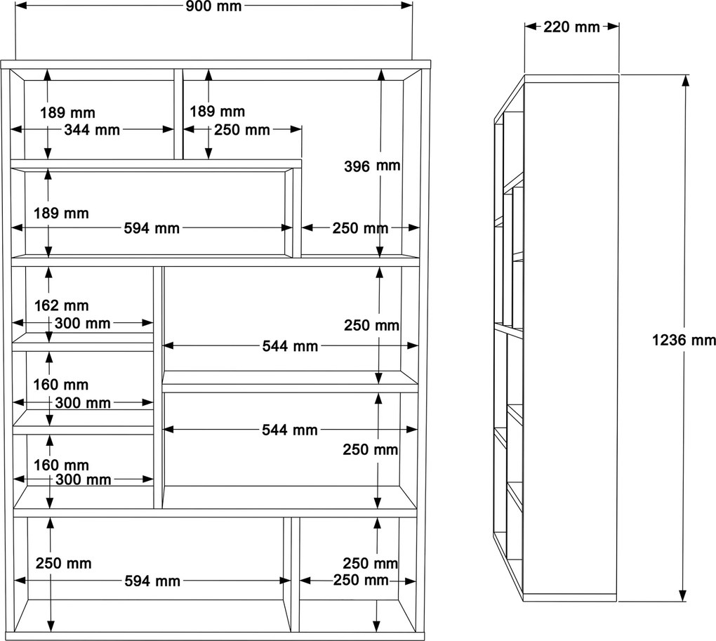 Knižnica Houseland Juno dub Castello medový/biely