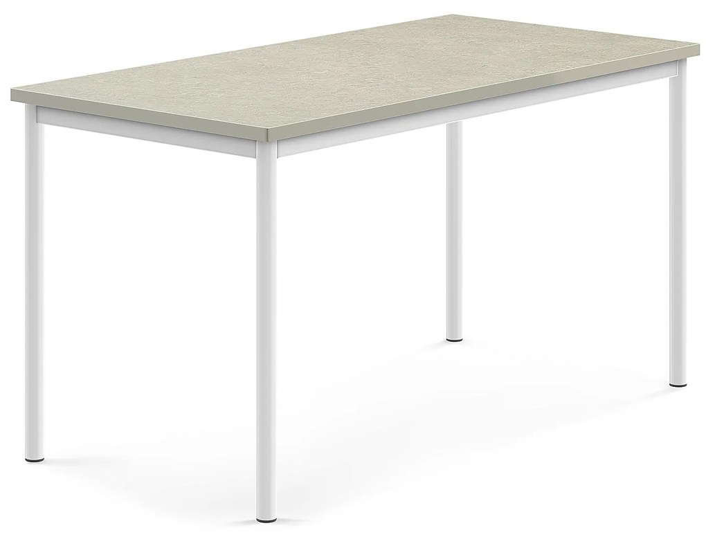 Stôl SONITUS, 1400x700x720 mm, linoleum - svetlošedá, biela