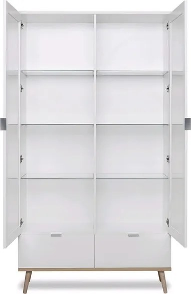 Vysoká vitrína Göteborg, biela / dub sonoma