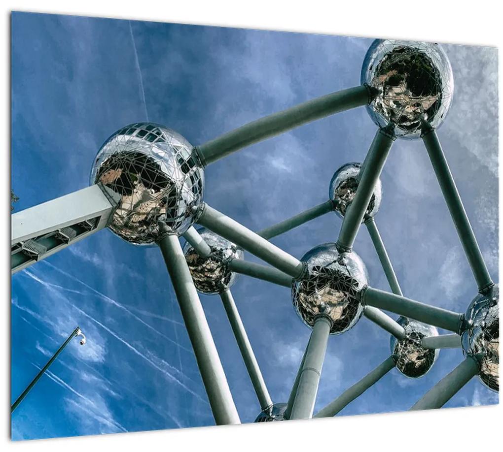 Sklenený obraz - atómium v Bruseli (70x50 cm)