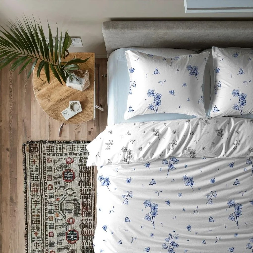 Bavlněné povlečení Primavera 001 160x200 cm + 2x 70x80 cm bílé/šedé