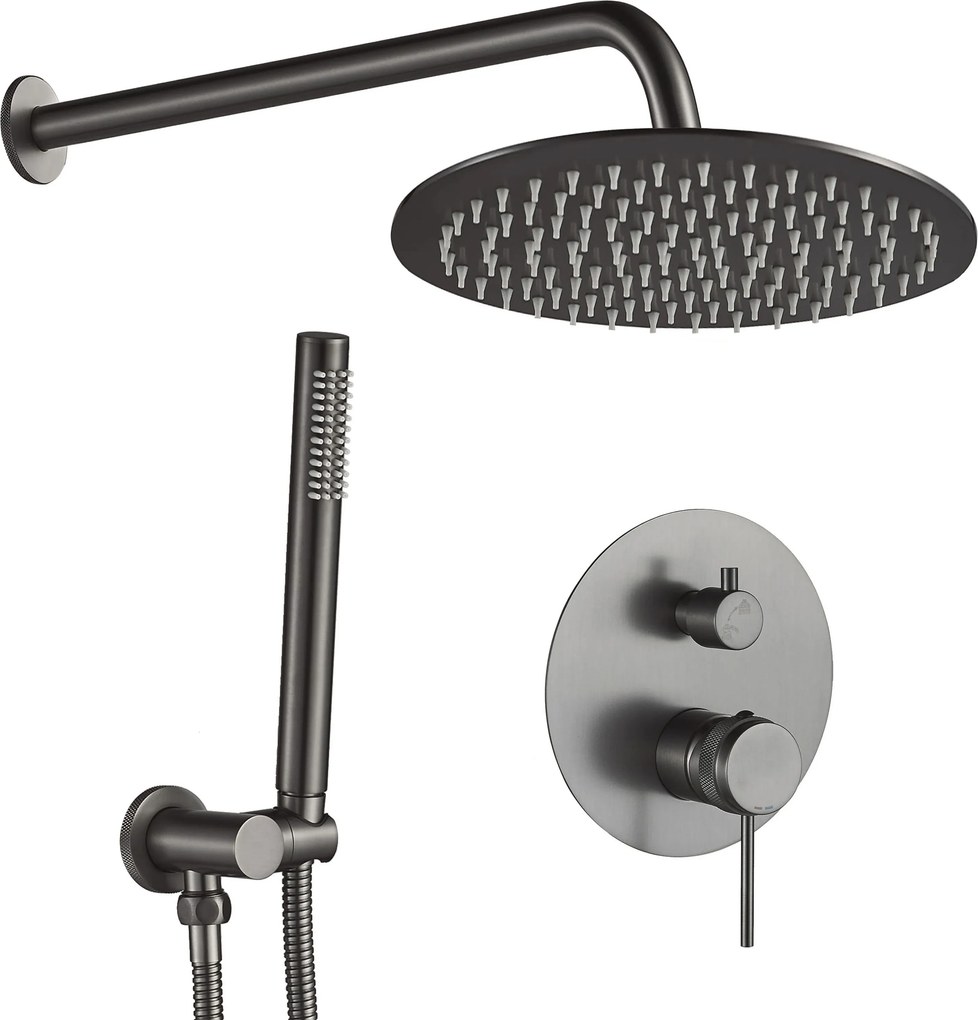 Sprchový komplet REA LUNGO GRIP + BOX s podomietkovou batériou, gun grey