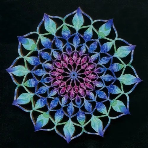 AMADEA Drevená dekorácia mandala farebná 9 cm