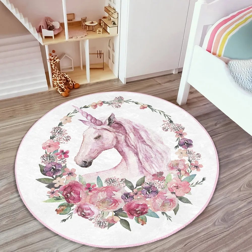 Ružový detský koberec ø 80 cm Comfort – Mila Home