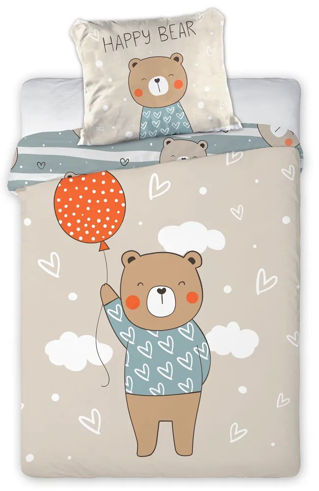 Detské bavlnené obliečky Happy BEAR 100x135cm