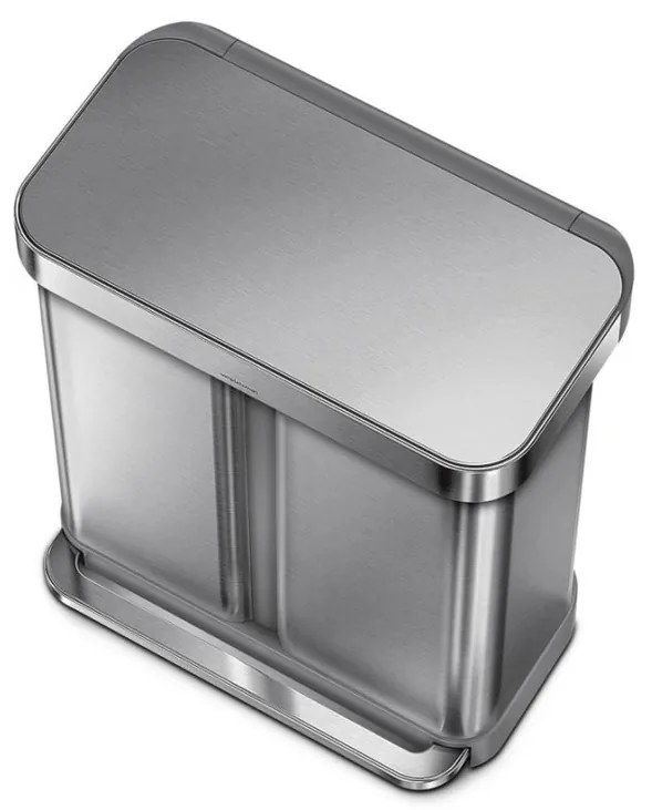 Simplehuman Pedálový odpadkový kôš na triedený odpad, 58 l, kefovaná oceľ, FPP