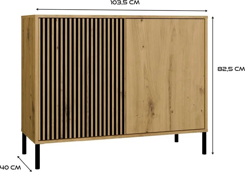 Komoda Kamaro 2D Slim 103 cm II dub Artisan/čierna