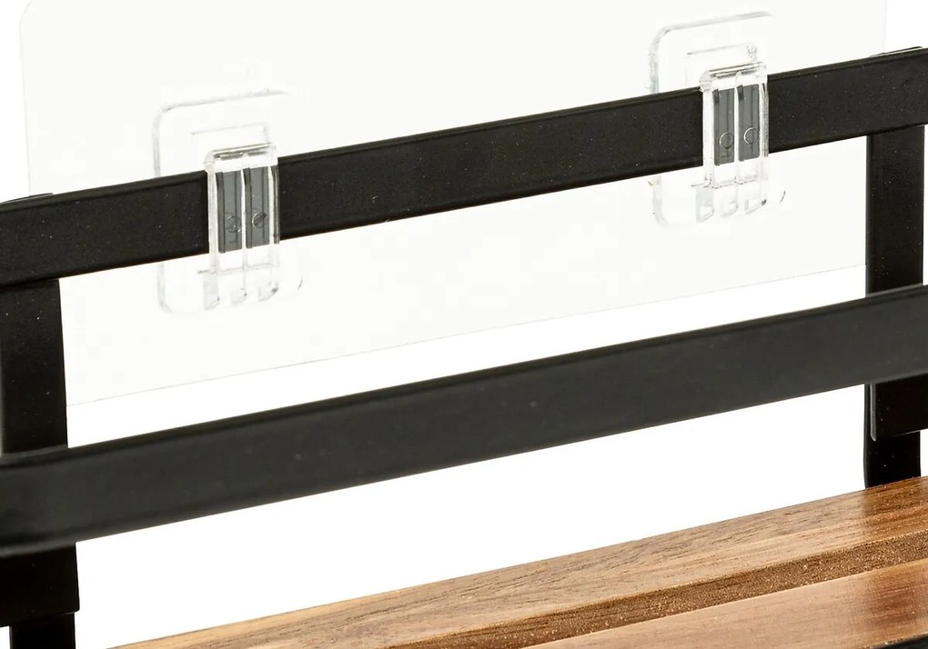 Polička do kúpeľne Blackacia, akácia/s čiernymi prvkami