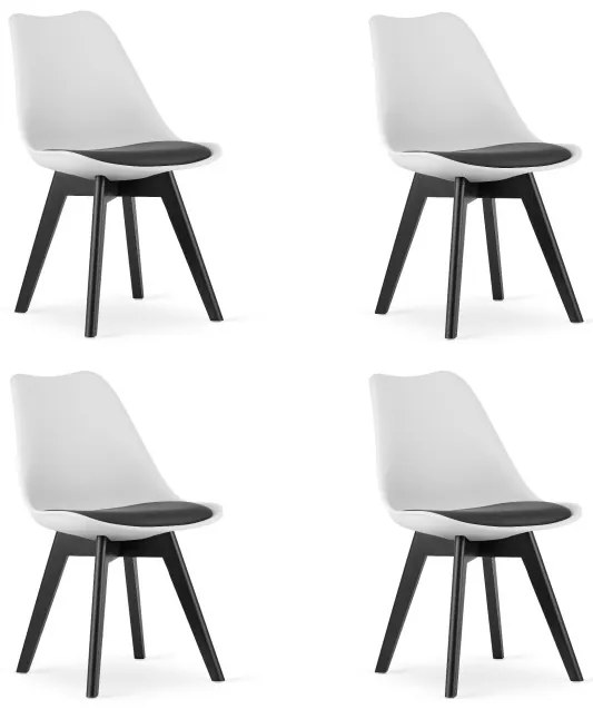Set štyroch jedálenských stoličiek MARK biely / čierny - čierne nohy (4 ks)
