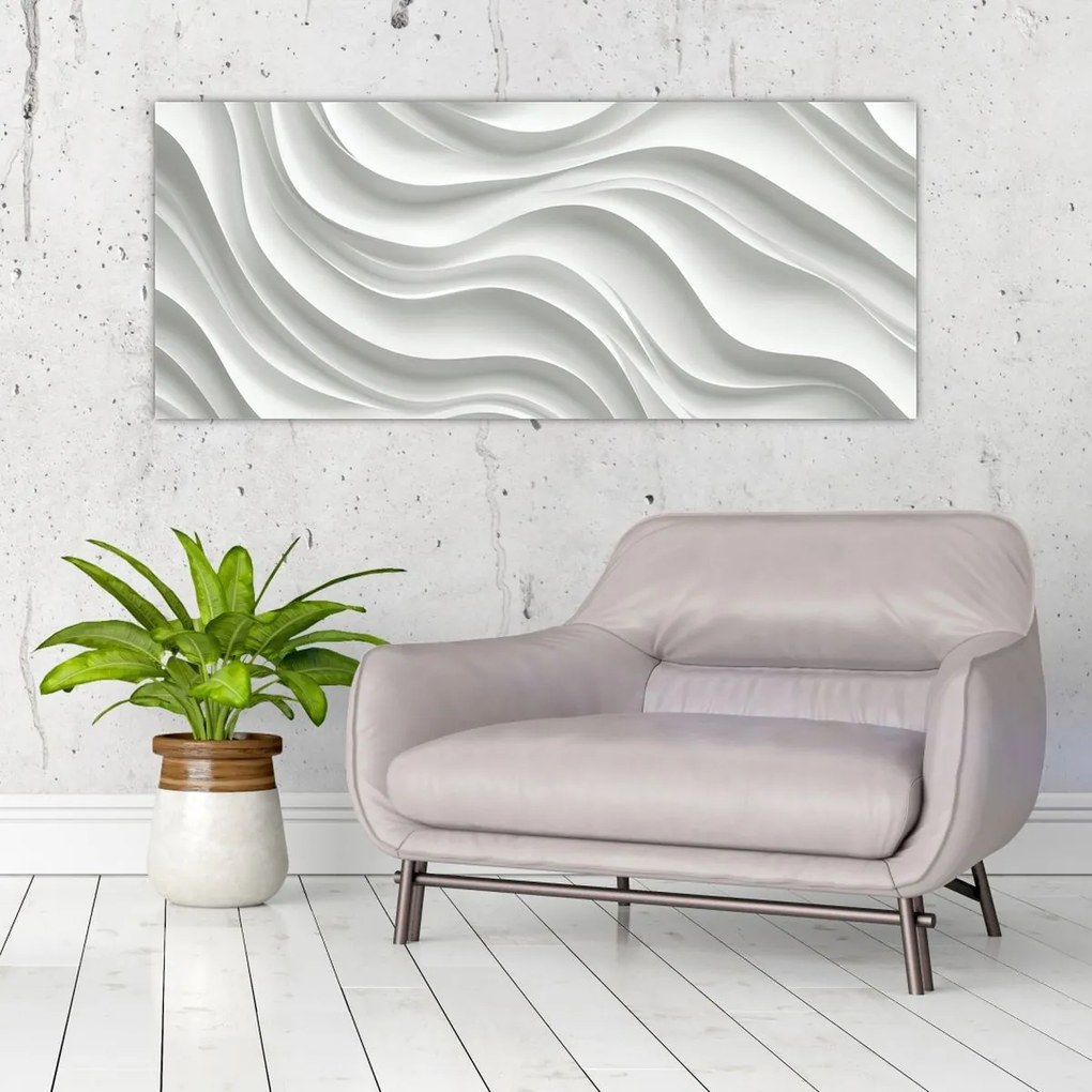 Obraz - 3D biele vlny (120x50 cm)