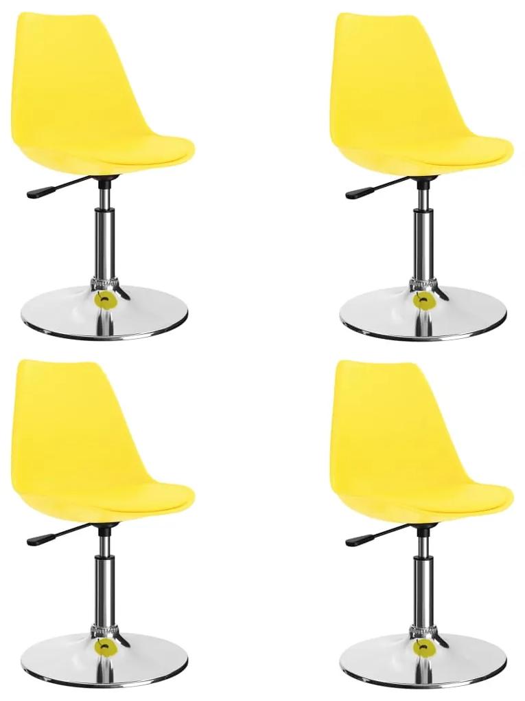 Otočné jedálenské stoličky 4 ks, žlté, umelá koža