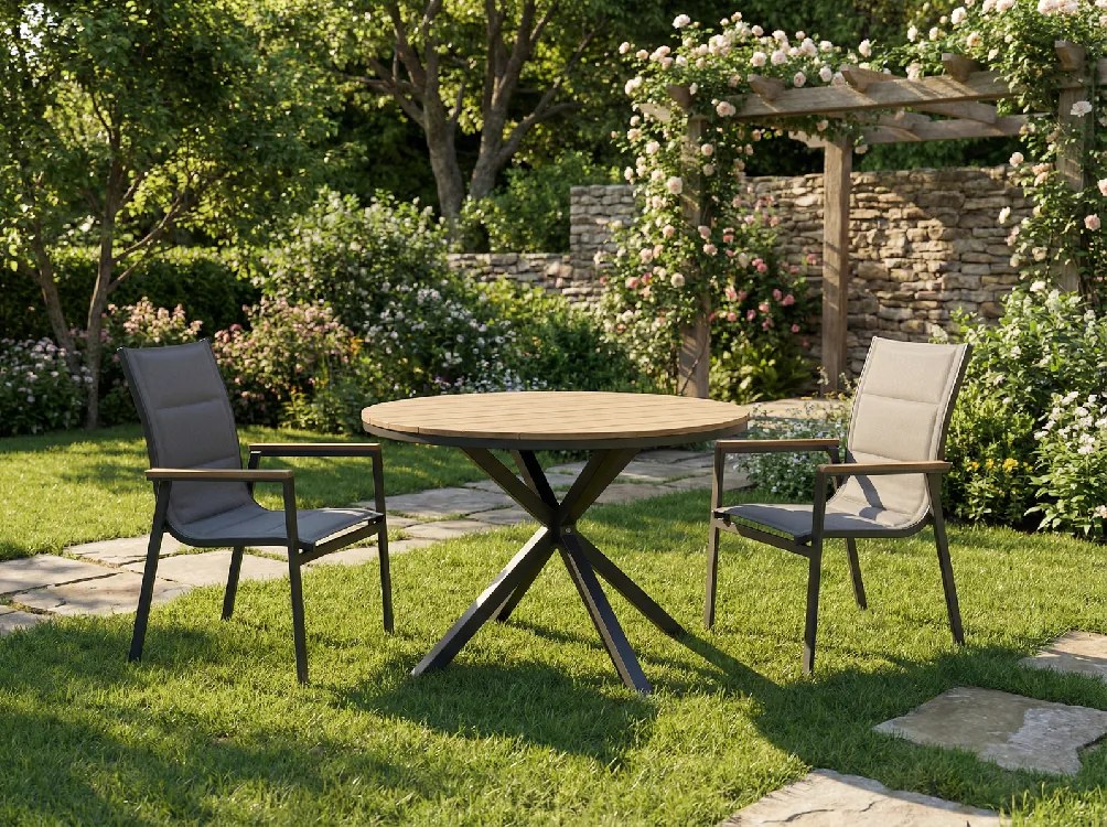 CH Záhradná hliníková stolička Polywood - tmavosivá