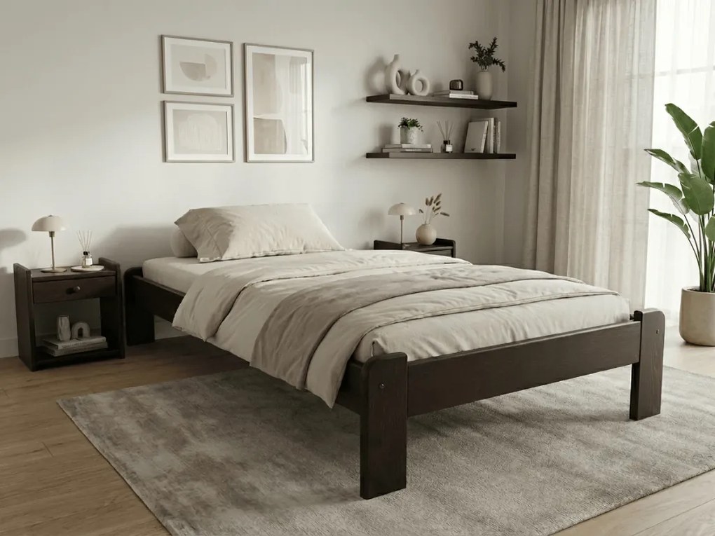 Posteľ Ada 90 x 200 cm, orech Rošt: Bez roštu, Matrac: Matrac DELUXE 10 cm