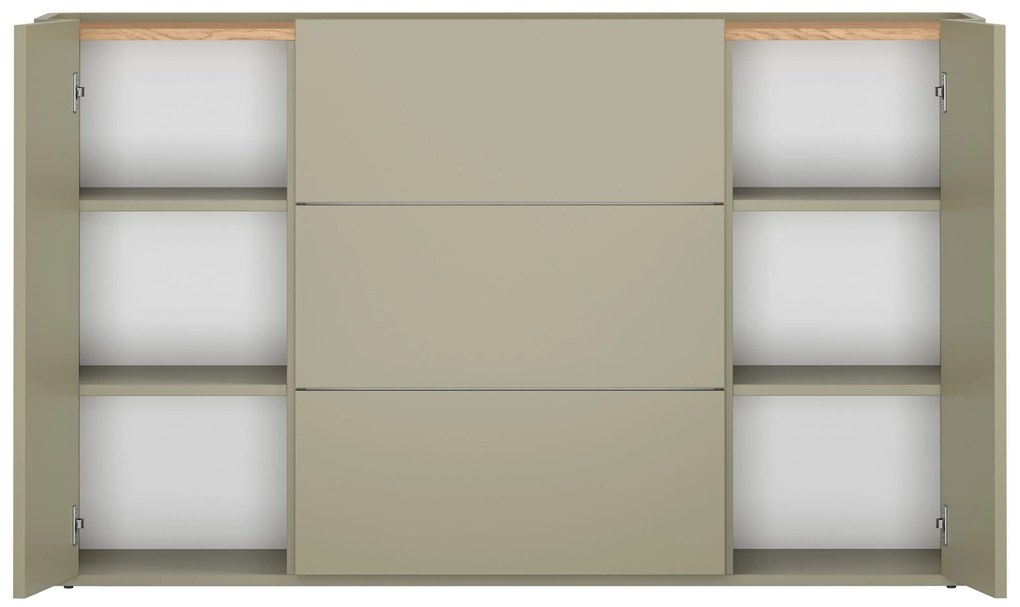 Komoda Elivo 150 cm so zásuvkami - eukalyptus / dub baltic dune