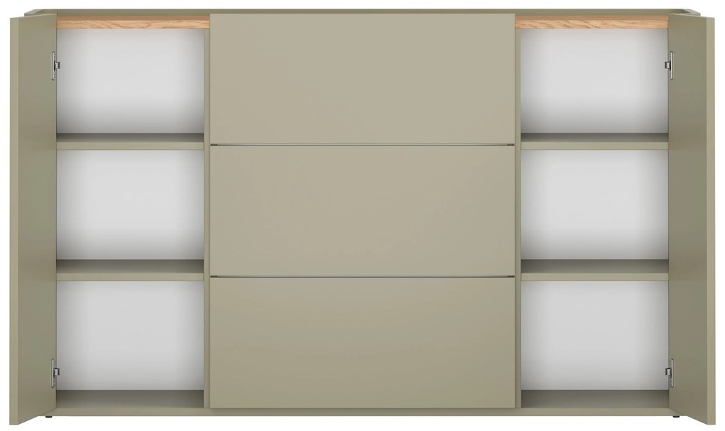 Komoda so zásuvkami Elivo 150 cm - eukalyptus / dub baltic dune