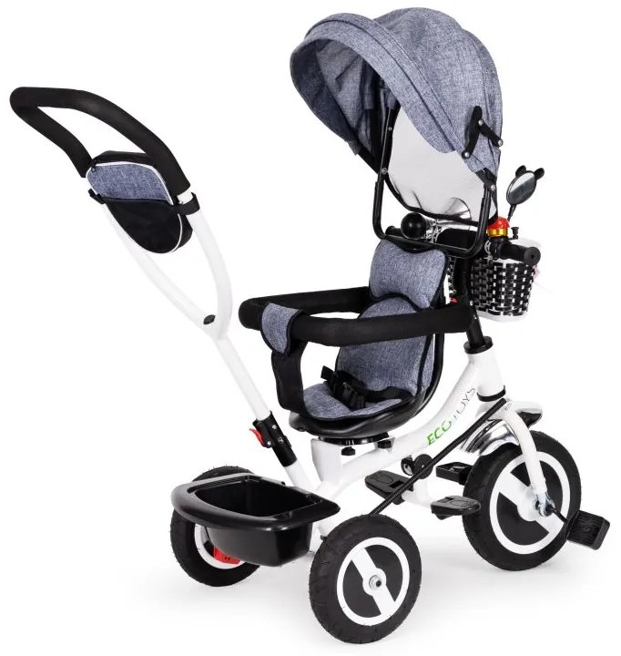 Trojkolka, kočík sivej farby Ecotoys