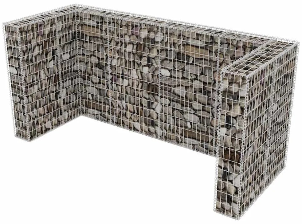 Gabiónová ohrada na trojitý odpadkový kôš, oceľ 250x100x120 cm
