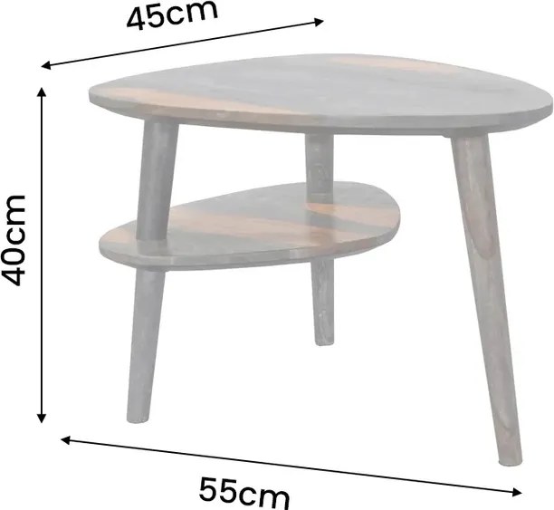 Dizajnový konferenčný stolík Lorelei 55 cm Sheesham sivý