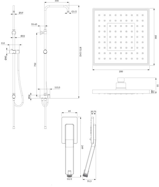 OMNIRES SYSJIMJIMBL - Sprchová sada JIMJIM matná čierna