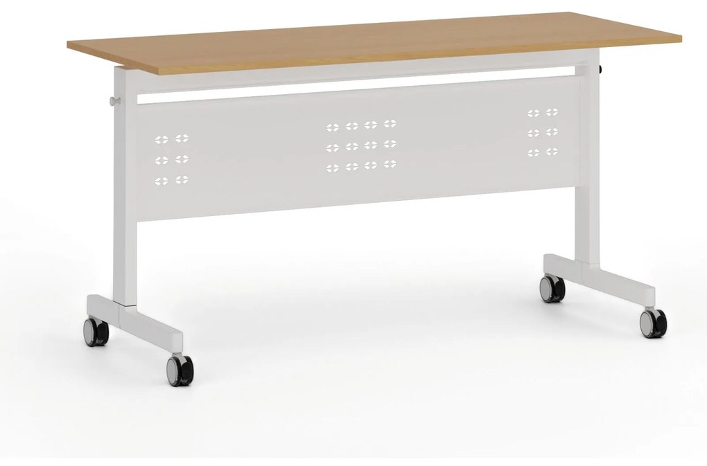 Mobilný stôl PRIMO MOBI, 1400 x 600 mm, biela podnož, buk