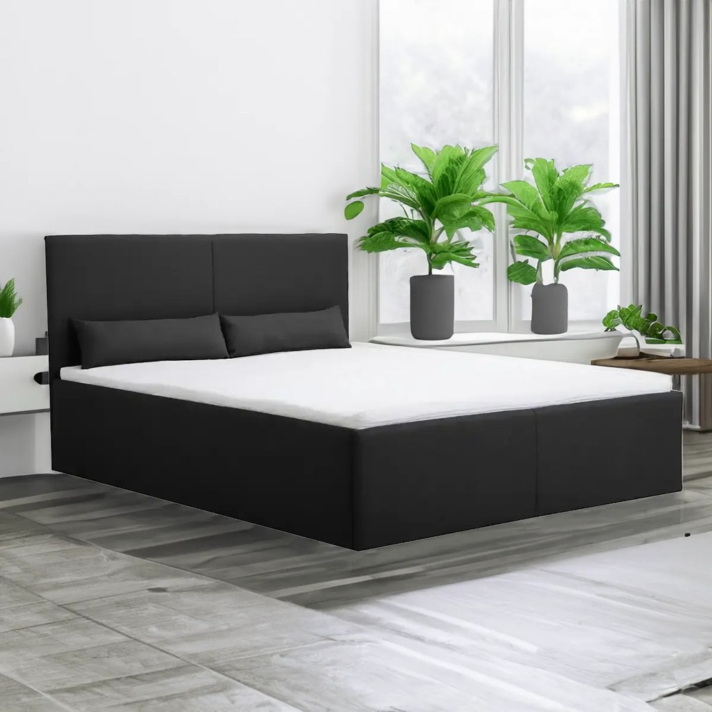 Čalúnená posteľ s úložným priestorom a matracom KARL 120x200 cm Tmavošedá