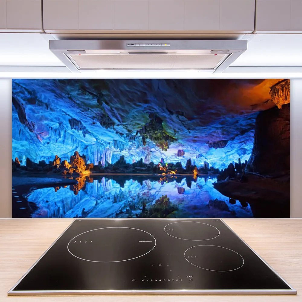 Sklenený obklad Do kuchyne Jaskyňa svetlo ľadovec 100x50 cm