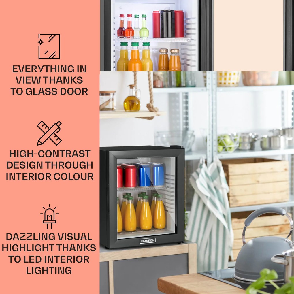 Klarstein MKS-13, minibar, 30 l, energet. trieda F, čierna, sklo
