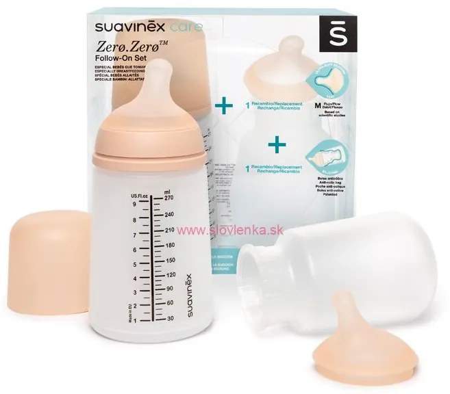 SUAVINEX - ZERO ZERO anti-koliková fľaša 270 ml M sada