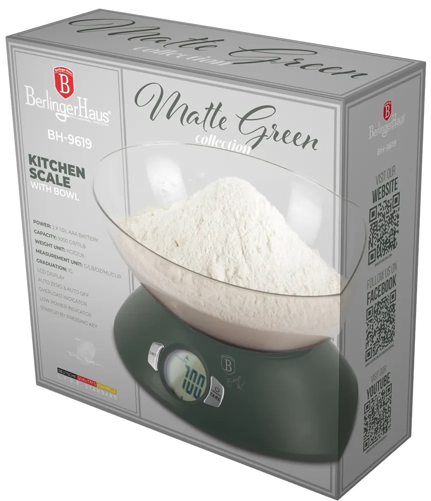 BerlingerHaus kuchynská váha Matte Green