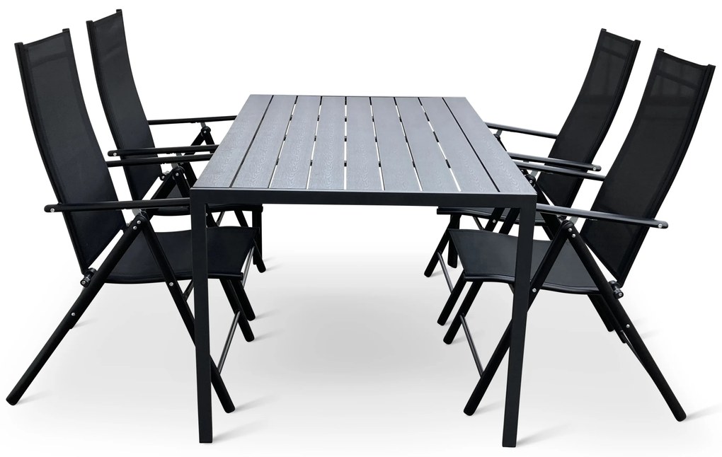 Záhradný jedálenský set Viking L + 4x kovová stolička Pia
