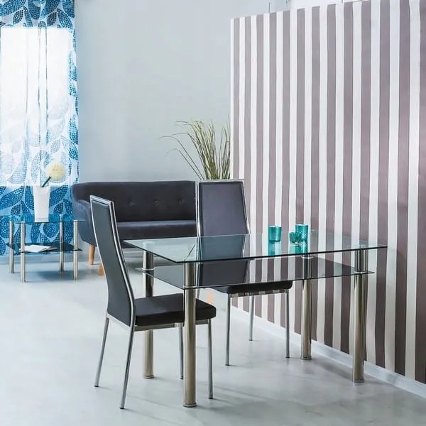Jídelní stůl Madras 90 cm stříbrný/čirý