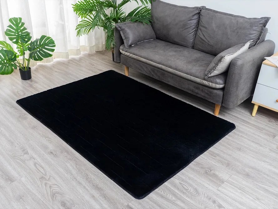 TZ Čierny obdĺžnikový koberec 3D Rabbit Rozmer: 80x150