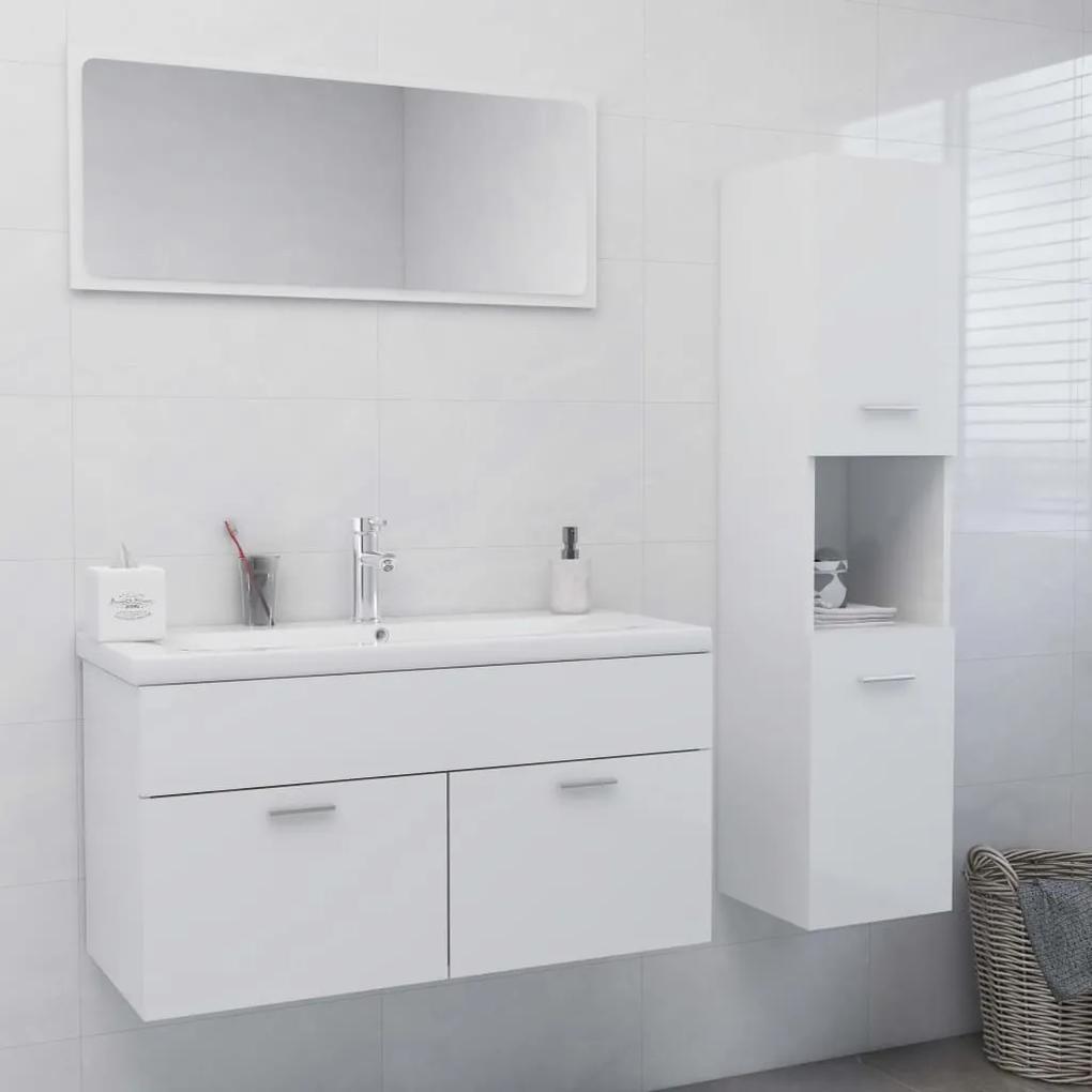 Súprava kúpeľňového nábytku lesklá biela drevotrieska 3071429