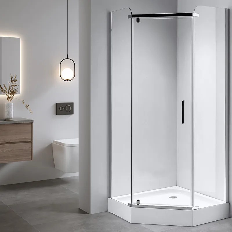 BPS-koupelny Päťuholníkový sprchový kút KZ91A 80x80 chróm/transparent + vanička SXL07A WH biela