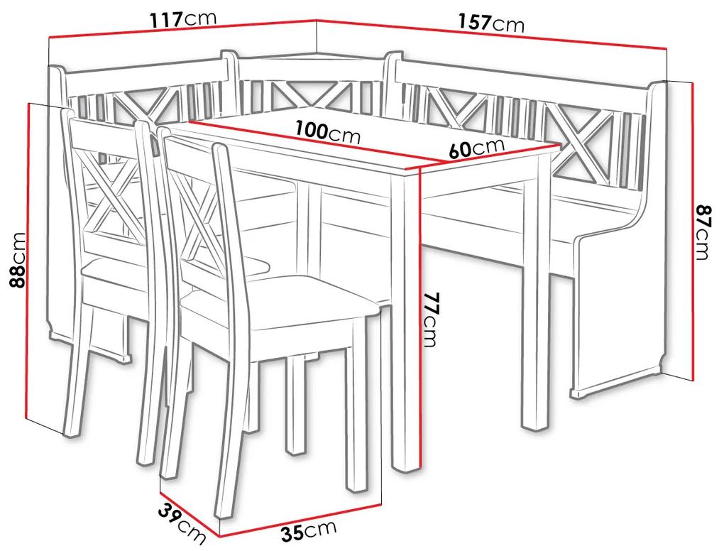 Kuchynský kút + stôl so stoličkami Sandonia 1 (biely) (amor velvet 4322). Vlastná spoľahlivá doprava až k Vám domov. 1054142