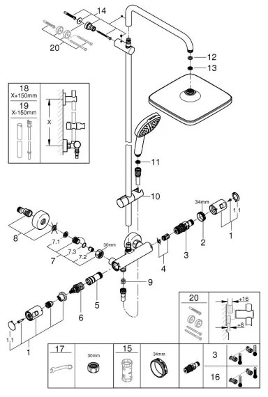 GROHE 266962431 - Sprchový systém VITALIO COMFORT 250 250 × 250 mm čierny