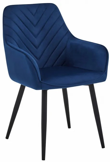 Jedálenská stolička NANA zamatová, tmavomodrá (čierne nohy)