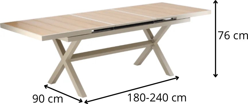 Rozkladací záhradný stôl Beasley 180/240 cm béžový
