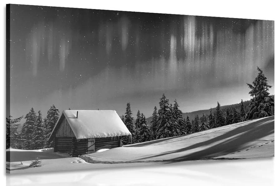 Obraz rozprávková zimná krajina v čiernobielom prevedení Varianta: 120x80