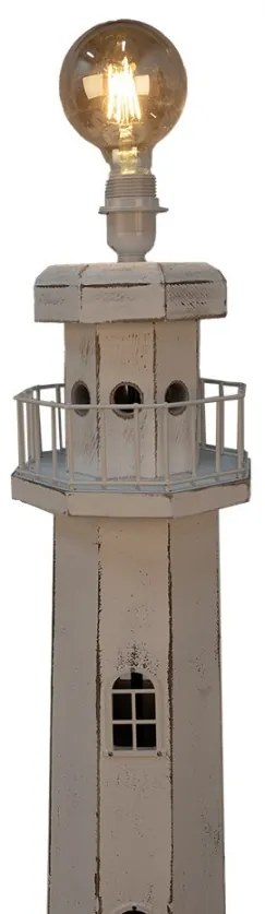 Biela drevená stojaca lampa MAJÁK