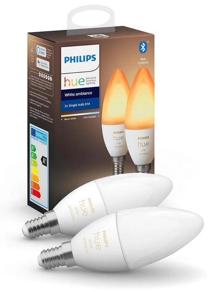 Philips SADA 2x LED Stmievateľná žiarovka Philips Hue WHITE B39 E14/4W/230V 2200K-6500K P3945