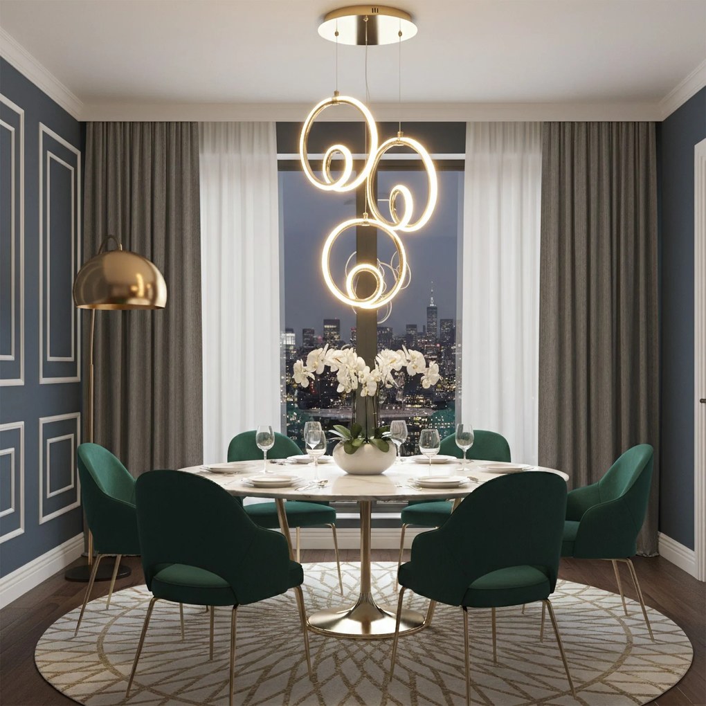 Toolight Toolight, LED závesné svietidlo 32W, 3000K, 2500lm, LHJ095-3CP, biela-zlatá lesklá, OSW-50068